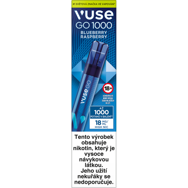Vuse GO 1000 Pen jednorázová e-cigareta Blueberry Raspberry 18mg (obrázek 3)