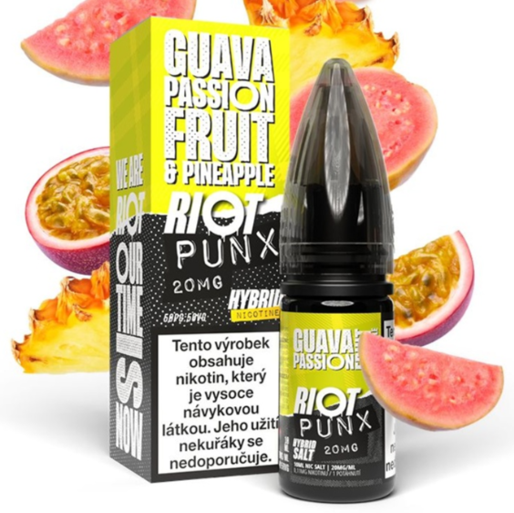 Riot Hybrid Salt Guava, Passionfruit &amp; Pineapple (Guava, marakuja &amp; ananas) 10ml Obsah nikotinu: 5 mg (obrázek 3)