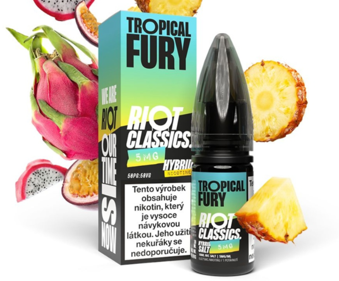 Riot Hybrid Salt Tropical Fury (Ananas a exotické ovoce) 10ml Obsah nikotinu: 5 mg