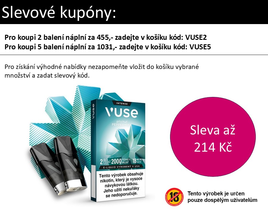Vuse Pod náplň Peppermint 18 mg 2ks Chladivá máta