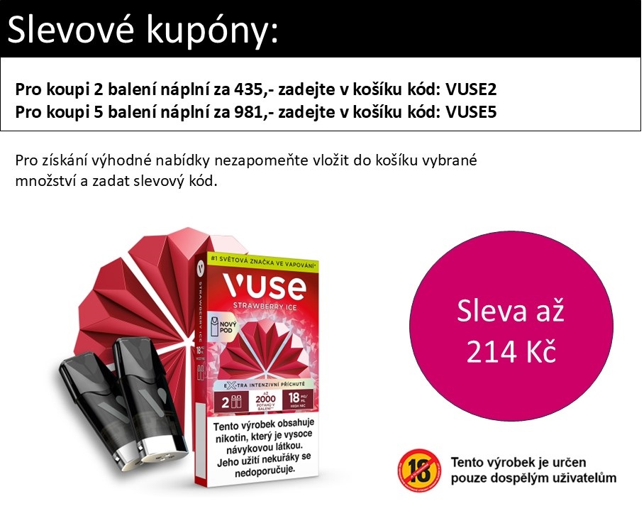 Vuse Pods náplň Strawberry Ice 18 mg 2ks Chladivá jahoda