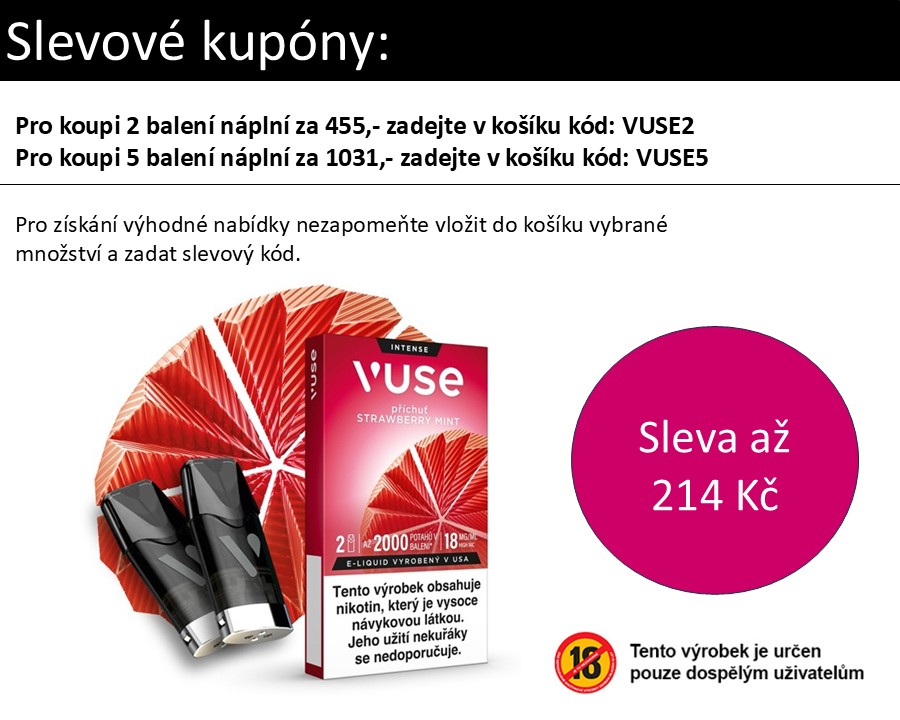 Vuse Pod náplň Strawberry Mint (Ice) 18 mg 2ks Chladivá jahoda