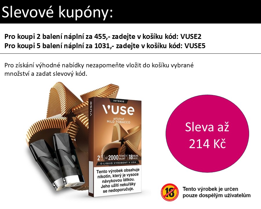 Vuse Pod náplň Mild (Creamy) Tobacco 18 mg 2ks Tabák