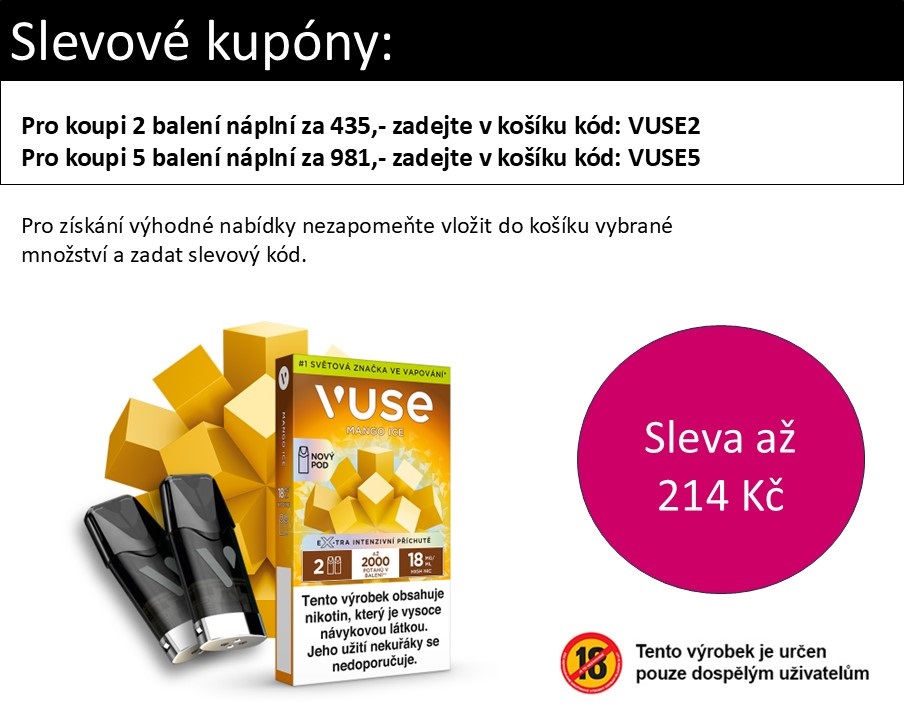 Vuse Pods náplň Mango Ice 18 mg 2ks Chladivé mango