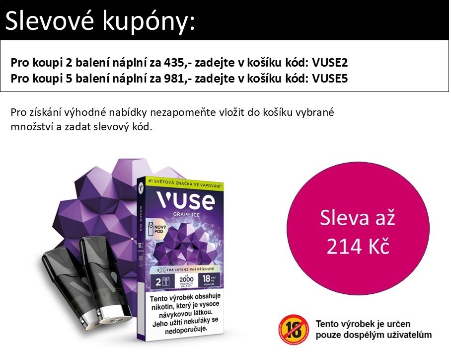 Vuse Pods náplň Grape Ice 18 mg 2ks Chladivé hrozno