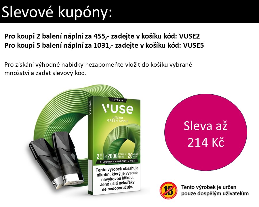 Vuse Pod náplň Green Apple 20 mg 2ks Zelené jablko