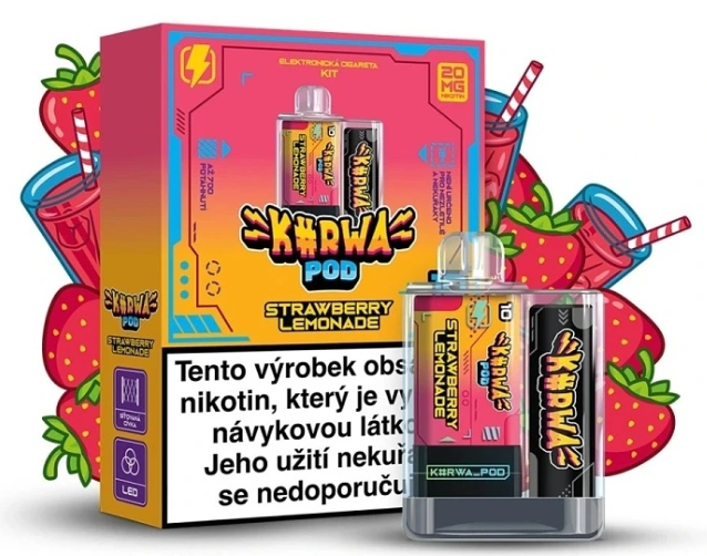 Kurwa Pod Starter Kit – Strawberry Lemonade (Jahodová limonáda) 20mg Jahodová limonáda