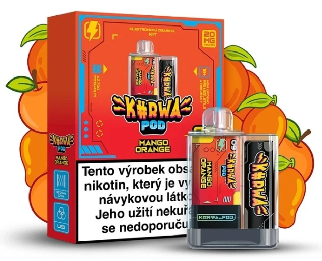 Kurwa Pod Starter Kit – Mango Orange (Mango, pomeranč) 20mg Mango, pomeranč