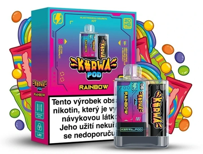 Kurwa Pod Starter Kit – Rainbow (Citrusová směs s jahodou a černým rybízem) 20mg Citrusová směs s jahodou a černým rybízem