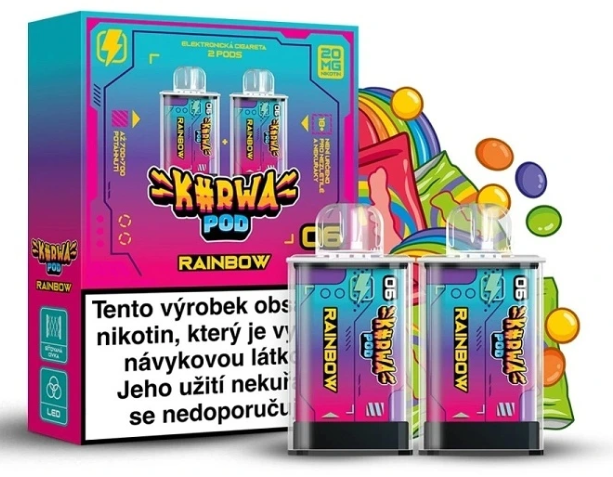 Kurwa Pod Kapsle 2ks - Rainbow (Citrusová směs s jahodou a černým rybízem) 20mg Citrusová směs s jahodou a černým rybízem