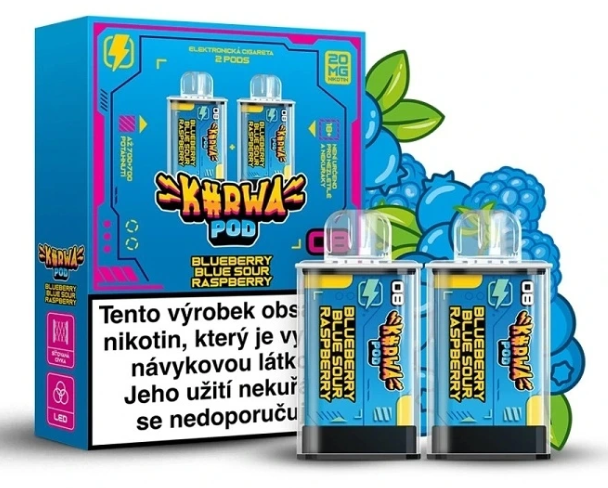 Kurwa Pod Kapsle 2ks - Blueberry Blue Sour Raspberry (Borůvka, malina) 20mg Borůvka, malina