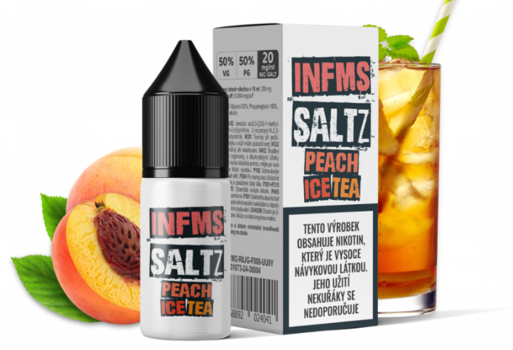 e-liquid Infamous Saltz Peach Ice Tea (Broskvový čaj) 20mg 10ml Broskvový čaj