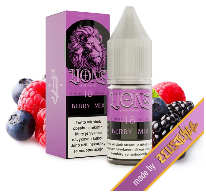 e-liquid Lions Juice - Berry Mix (Malina, borůvka, ostružina) 10ml Obsah nikotinu: 12 mg Malina, borůvka, ostružina