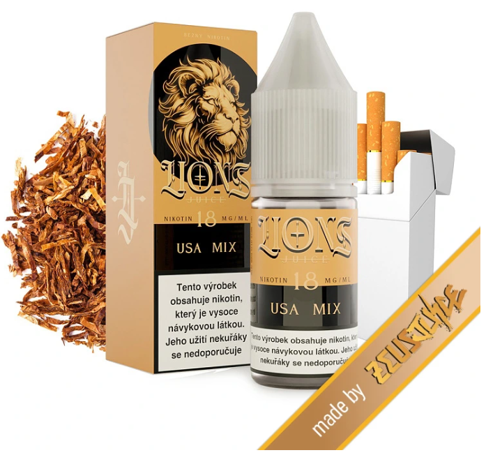 e-liquid Lions Juice - USA Mix (Americký cigaretový tabák) 10ml Obsah nikotinu: 6 mg Americký cigaretový tabák