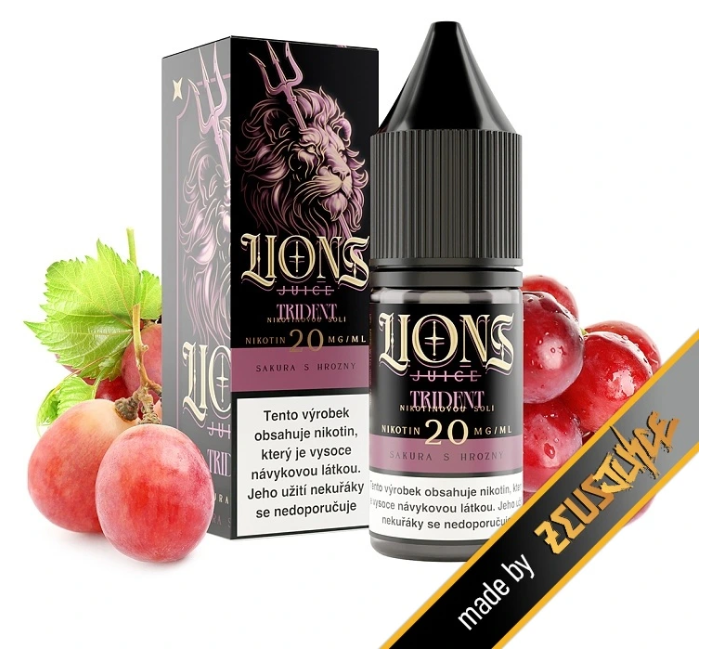 e-liquid Lions Juice Salt - Trident (Hrozno, sakura) 10ml Obsah nikotinu: 10 mg Hrozno, sakura