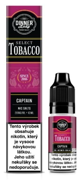 e-liquid Dinner Lady Bar Salts TOBACCO - Captain Tobacco (Tabák s vanilkou a rumem) 10ml 20mg