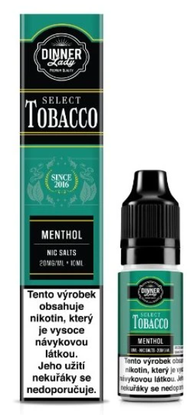 e-liquid Dinner Lady Bar Salts TOBACCO - Menthol Tobacco (Silný tabák s mentolem) 10ml 20mg