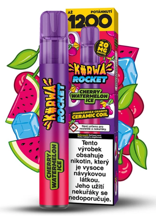 KURWA ROCKET jednorázová ecigareta – Cherry Watermelon Ice (Chladivý meloun s třešní) 20mg
