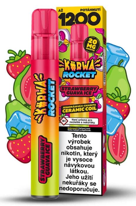 KURWA ROCKET jednorázová ecigareta – Strawberry Guava Ice (Chladivá jahoda, guava) 20mg