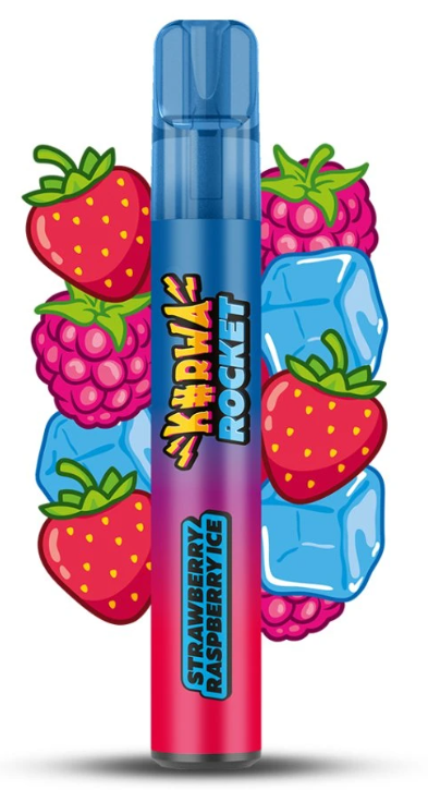 KURWA ROCKET jednorázová ecigareta - Strawberry Raspberry Ice (Chladivá jahoda a malina) 20mg