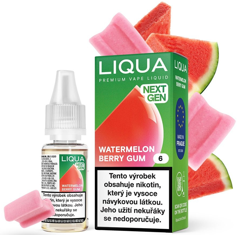 LIQUA Watermelon Berry Gum (Melounová žvýkačka s lesními plody) 10ml Obsah nikotinu: 12 mg