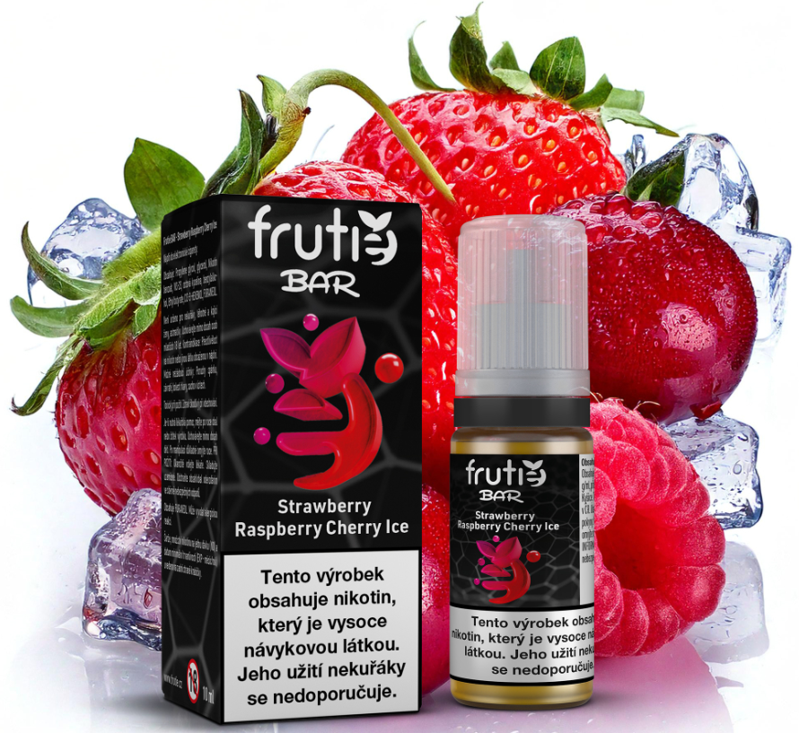 Frutie BAR - Strawberry, Raspberry, Cherry Ice (Chladivá ovocná směs) 10ml Obsah nikotinu: 20 mg Chladivá ovocná směs