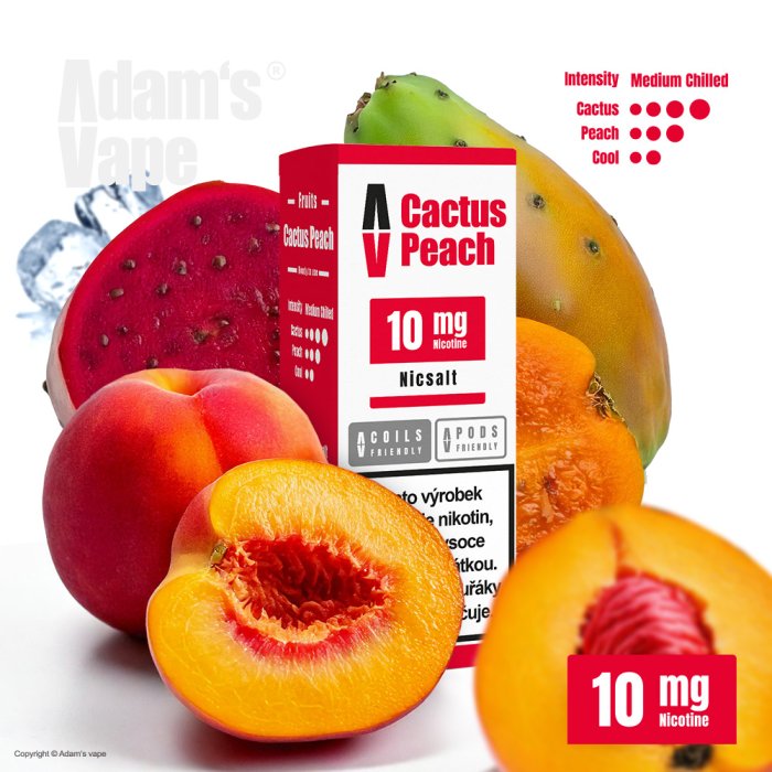 Adams Vape Adam's Vape SALTS Cactus Peach (Osvěžující kaktus s broskví) 10ml Obsah nikotinu: 10 mg Osvěžující kaktus s broskví