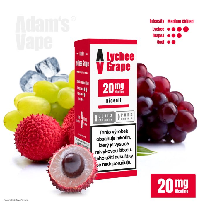 Adams Vape Adam's Vape SALTS Lychee Grape (Svěží liči a hroznové víno) 10ml Obsah nikotinu: 20 mg Svěží liči a hroznové víno