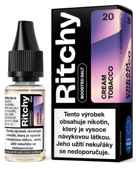 Ritchy Salt - Cream Tobacco (Tabák se smetanou) 10ml Obsah nikotinu: 20 mg Tabák se smetanou