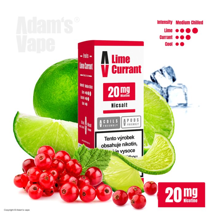 Adams Vape Adam's Vape SALTS Lime Currant (Limetka a rybíz) 10ml Obsah nikotinu: 20 mg Limetka a rybíz