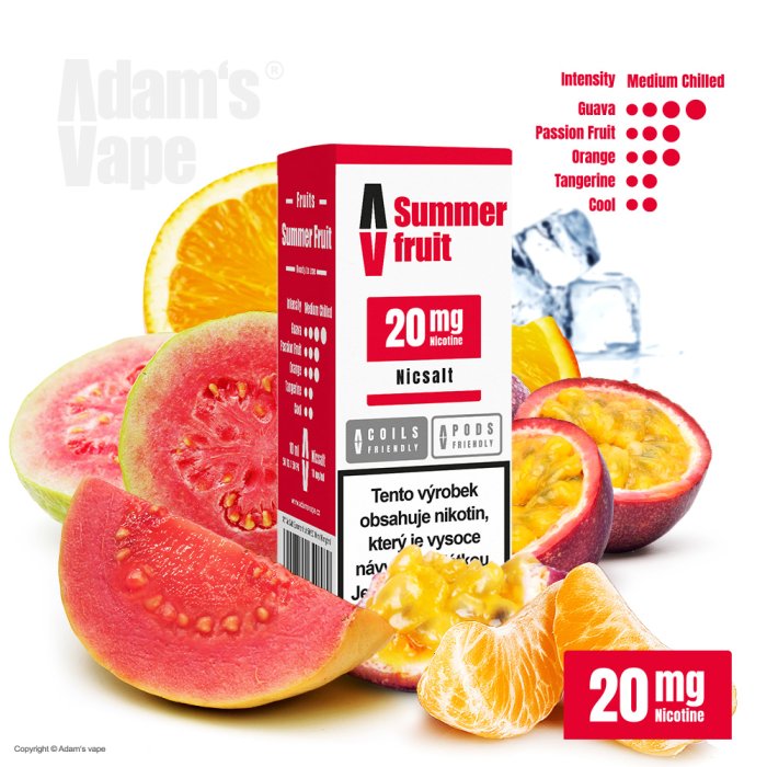 Adams Vape Adam’s Vape SALTS Summer Fruit (Letní ovocná směs) 10ml Obsah nikotinu: 10 mg Letní ovocná směs