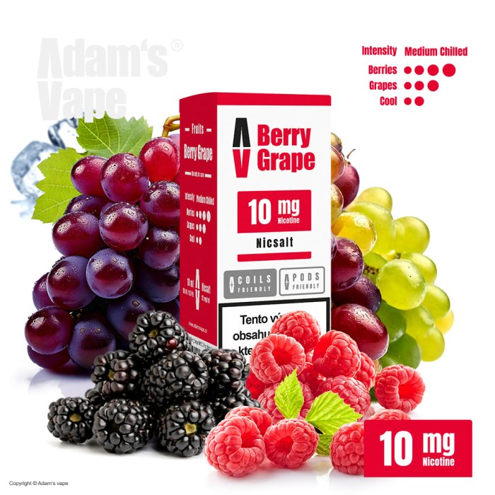 Adams Vape Adam's Vape SALTS Berry Grape (Hroznové víno a lesní plody) 10ml Obsah nikotinu: 10 mg Hroznové víno a lesní plody
