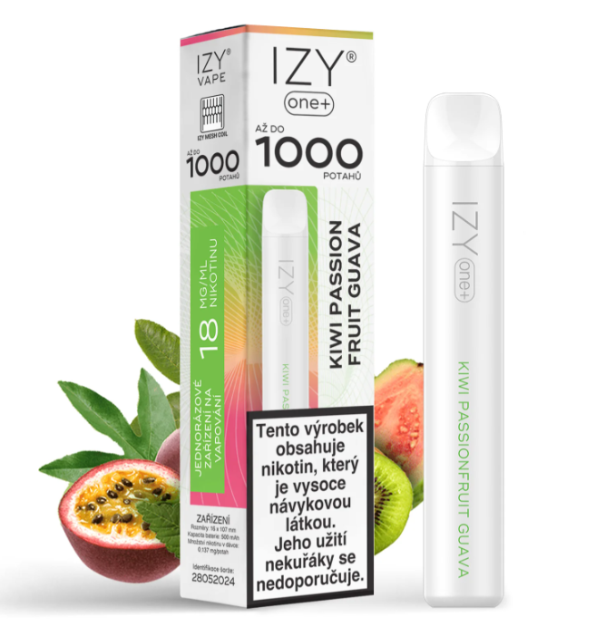 IZY VAPE IZY ONE+ jednorázová e-cigareta - Kiwi Passion Fruit Guava (Kiwi, marakuja, guava) 18mg