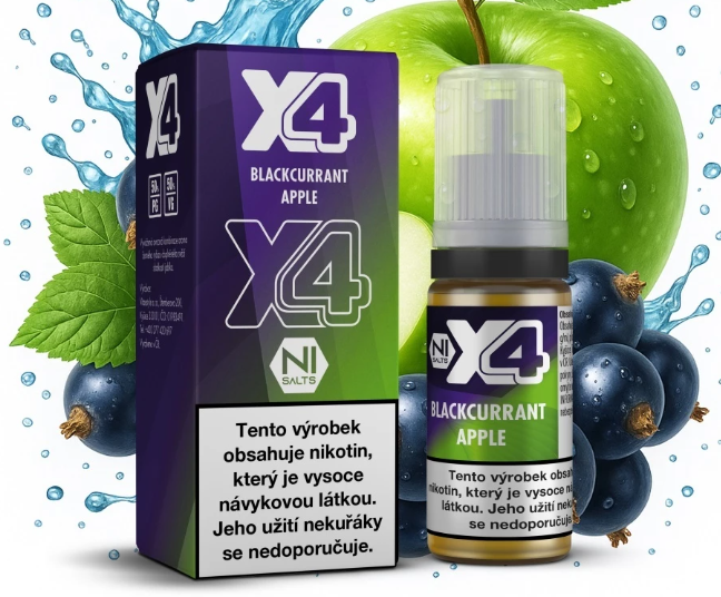 X4 Bar Juice Salt Blackcurrant Apple (Černý rybíz a jablko) 10ml Obsah nikotinu: 10 mg