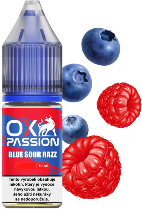 e-liquid OXVA OX PASSION Salts - Blue Sour Razz (Borůvka, malina) 10ml Obsah nikotinu: 10 mg Borůvka, malina