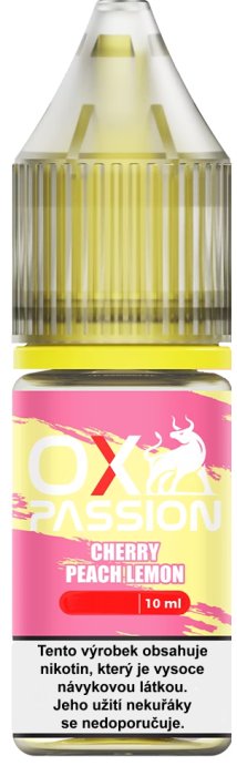 e-liquid OXVA OX PASSION Salts - Cherry Peach Lemon (Třešeň, broskev, citron) 10ml Obsah nikotinu: 10 mg Třešeň, broskev, citron