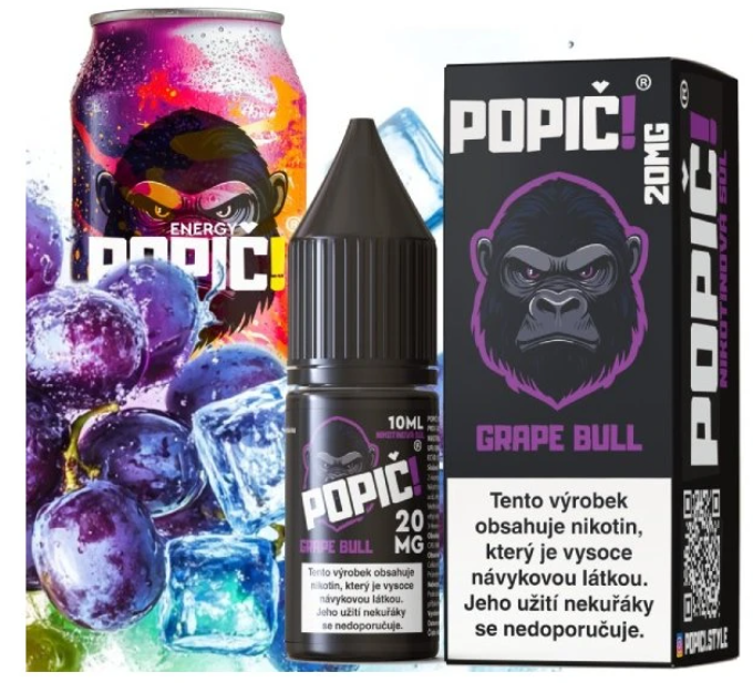 e-liquid POPIČ! Salt - Grape Bull (Hroznový energetický drink) 10ml 20mg Hroznový energetický drink