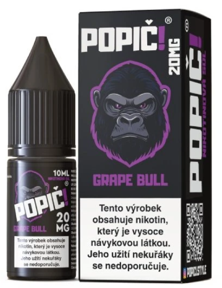 e-liquid POPIČ! Salt – Grape Bull (Hroznový energetický drink) 10ml 20mg Hroznový energetický drink