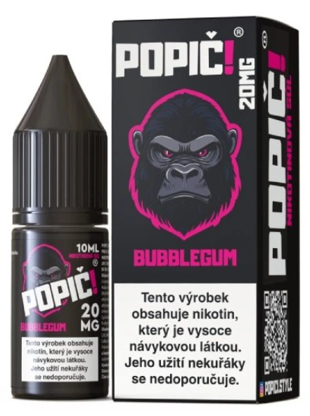 e-liquid POPIČ! Salt – Bubblegum (Žvýkačka) 10ml 20mg Žvýkačka