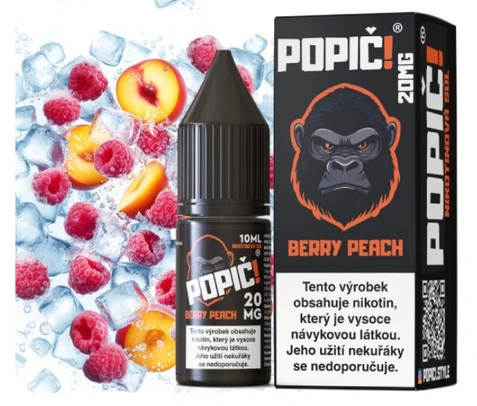 e-liquid POPIČ! Salt - Berry Peach (Lesní ovoce, broskev) 10ml 20mg Lesní ovoce, broskev