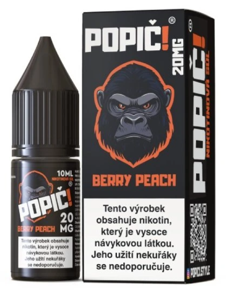 e-liquid POPIČ! Salt – Berry Peach (Lesní ovoce, broskev) 10ml 20mg Lesní ovoce, broskev
