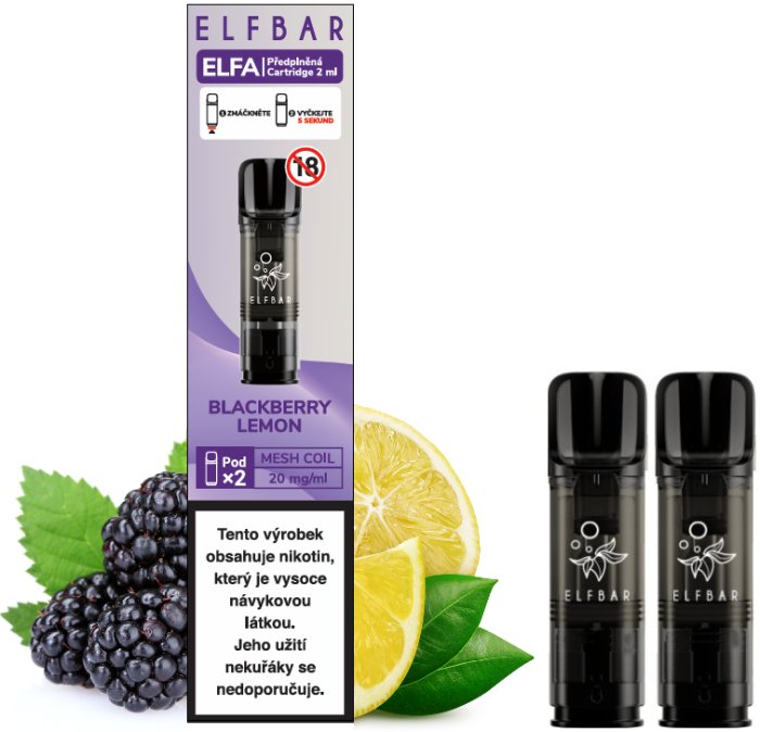 ELF BAR ELFA POD náplň Blackberry Lemon 20mg 2ks Jahoda a červené hrozny