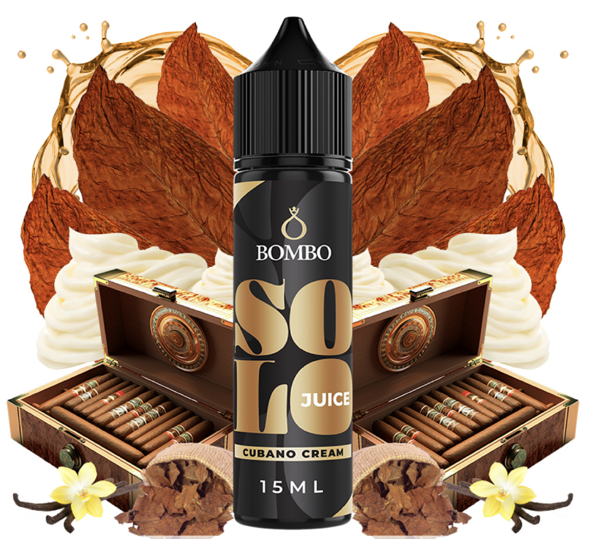 Příchuť Bombo Solo Juice S&V: Cubano Cream (Doutníkový tabák s krémem) 15ml