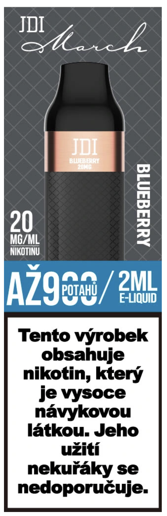 JDI MARCH jednorázová e-cigareta - Blueberry (Borůvka) 20mg
