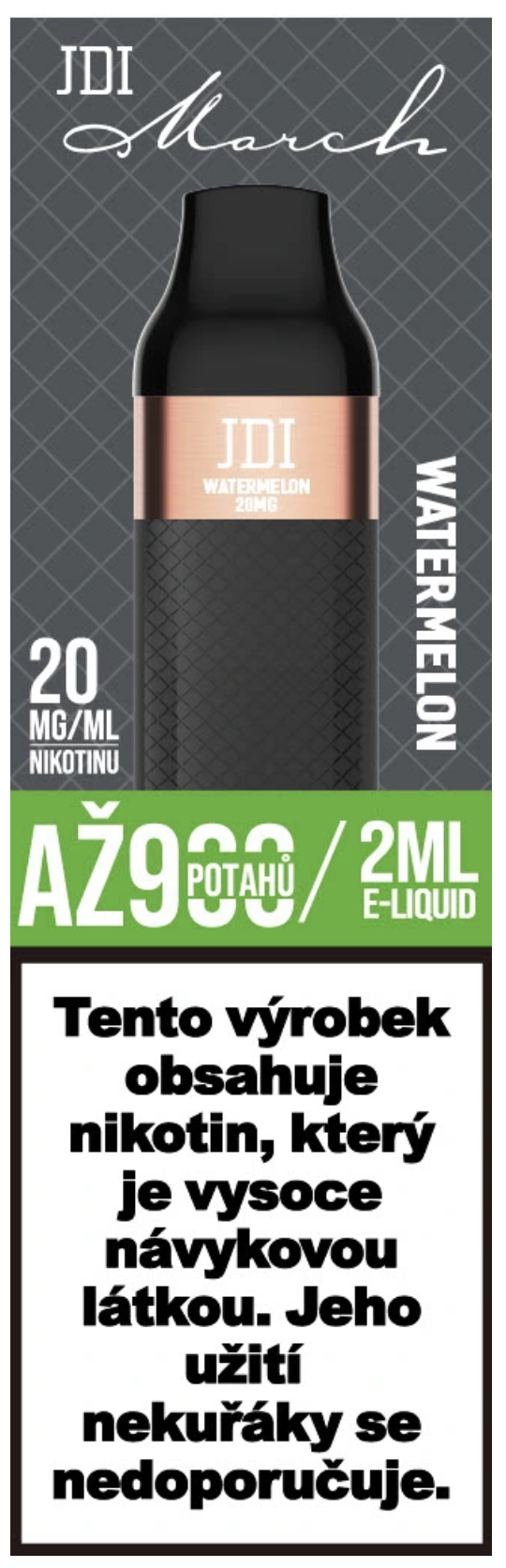 JDI MARCH jednorázová e-cigareta - Watermelon (Meloun) 20mg