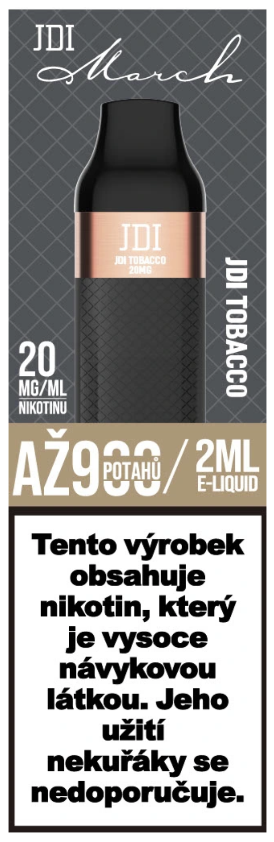 JDI MARCH jednorázová e-cigareta - Tobacco (Čistý tabák) 20mg