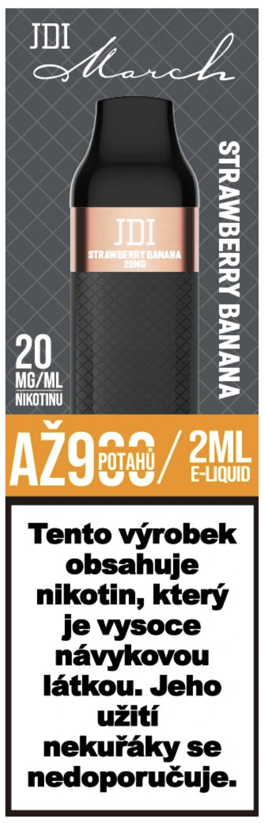 JDI MARCH jednorázová e-cigareta - Strawberry Banana (Jahoda, banán) 20mg