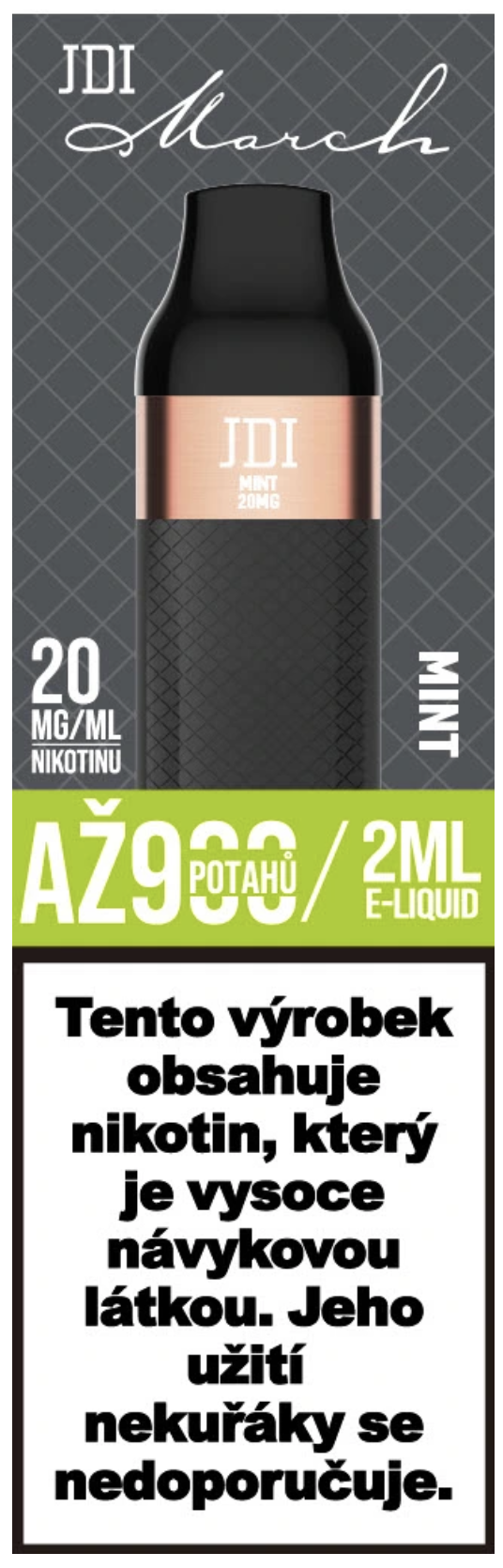 JDI MARCH jednorázová e-cigareta - Mint (Máta) 20mg