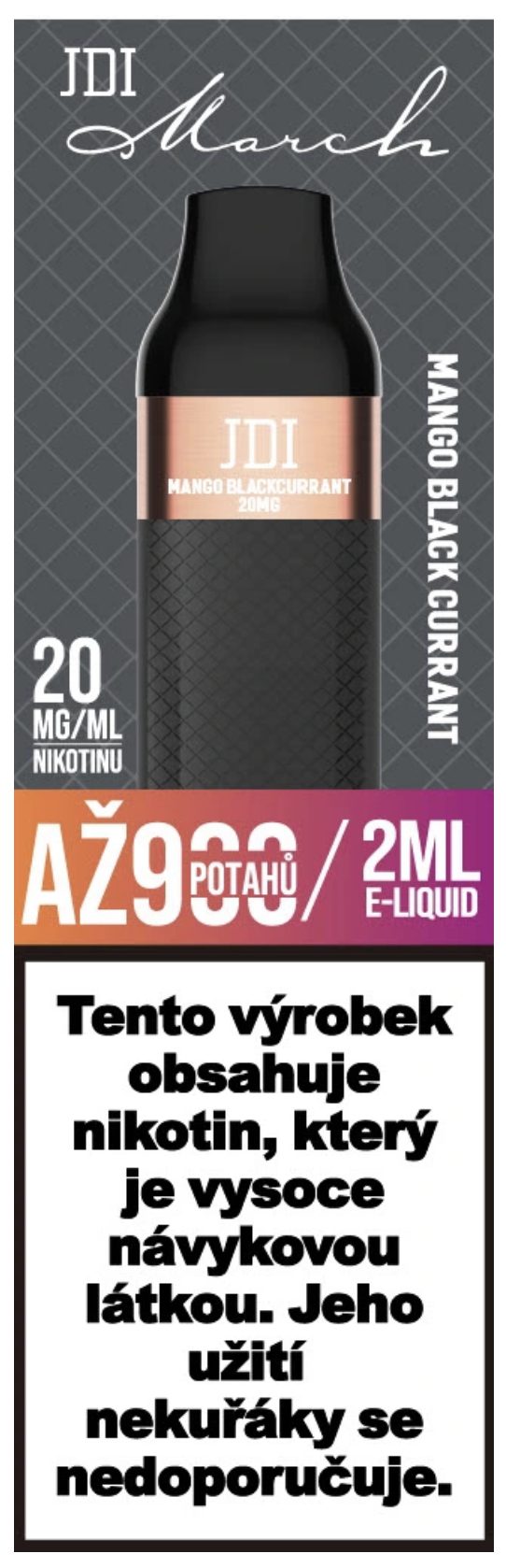 JDI MARCH jednorázová e-cigareta - Mango Blackcurrant (Mango, černý rybíz) 20mg