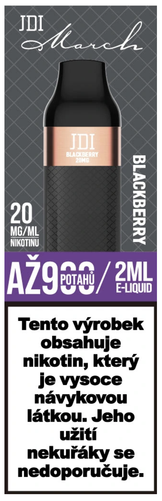 JDI MARCH jednorázová e-cigareta - Blackberry (Ostružina) 20mg